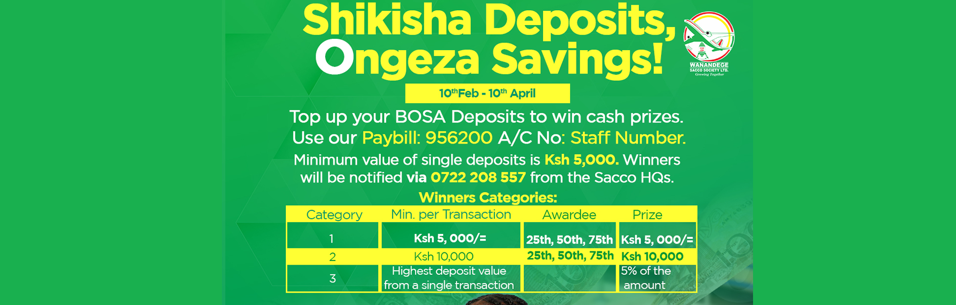 Shikisha Deposits, Ongeza Savings